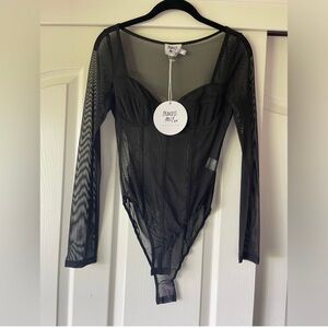Leonie black Princess Polly mesh bodysuit NWT